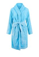 Relax Company  Licht blauwe unisex fleecebadjas met naam borduren - thumbnail