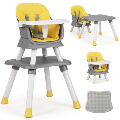 6-in-1 Kinderstoel Hoge Stoel & Eetstoel & Leertafel Babystoel Combi Hoge Stoel Geel