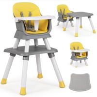 6-in-1 Kinderstoel Hoge Stoel & Eetstoel & Leertafel Babystoel Combi Hoge Stoel Geel