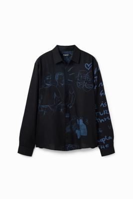 Shirt met lange mouwen en illustraties - BLACK - L