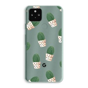 Cactusprint roze: Google Pixel 5a 5G Transparant Hoesje