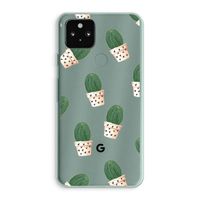 Cactusprint roze: Google Pixel 5a 5G Transparant Hoesje