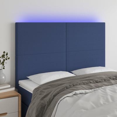 Hoofdbord LED 144x5x118/128 cm stof blauw