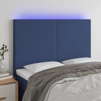 Hoofdbord LED 144x5x118/128 cm stof blauw