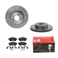 Remmenset, remschijf BREMBO, Remschijftype: Geperforeerd / Geventileerd, Inbouwplaats: Vooras, u.a. für Mercedes-Benz