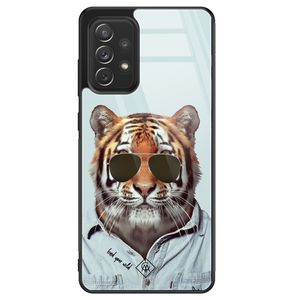 Samsung Galaxy A72 glazen hardcase - Tijger wild