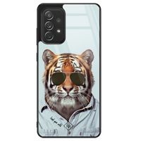 Samsung Galaxy A72 glazen hardcase - Tijger wild