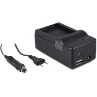 4-in-1 acculader voor Nikon EN-EL23 accu - compact en licht - laden via stopcontact, auto, USB en Powerbank