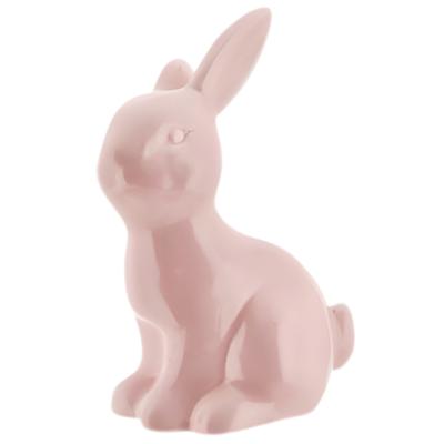 Decoratie beeld paashaas / konijn - zittend - roze - porselein - 16 cm - paasdecoratie Decoratie beeld paashaas / konijn - zittend - roze - porselein - 16 cm - paasdecoratie