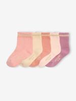 Set van 5 paar glittersokken voor babymeisjes BASICS roze (poederkleur)