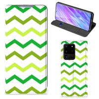 Samsung Galaxy S20 Ultra | Hoesje met Magneet | Zigzag Groen Samsung Galaxy S20 Ultra | Hoesje met Magneet | Zigzag Groen