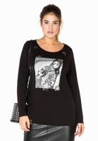Yoek Shirt relax safety pins | Zwart | Maat 42/44