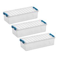 8x stuks sunware q-line opberg box/opbergdoos - 3.5 liter - 38 x 14 x 9 cm - kunststof - transparant