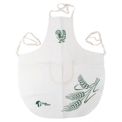 Schort voor kinderen in Katoen-linnen met groene traditionele Romagna patronen - Maatregelen 60x50 cm