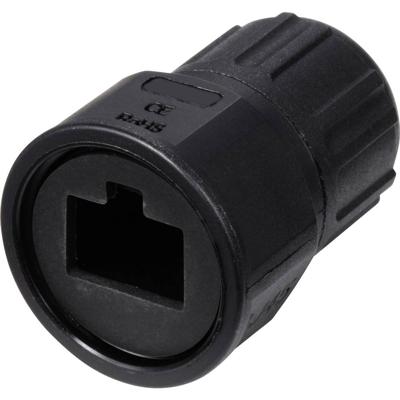 TRU COMPONENTS TC-E13T-MRJ-PRA06 Rechte RJ45-kunststof stekker IP67 (met schroefdraad) TC-13543624 Zwart 1 stuk(s)