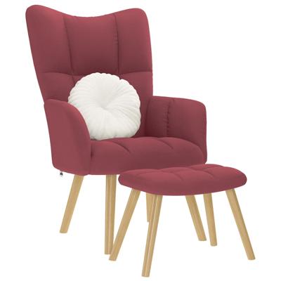 Relaxstoel met voetenbank stof wijnrood