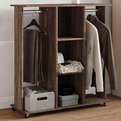 VidaXL Kledingkast met wielen 102x38x110 cm bewerkt hout bruin eiken