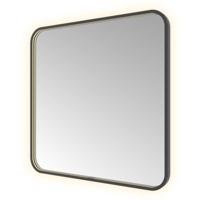 Hotbath &More Mirrors Soft Square LED Badkamerspiegel - Rechthoek - 80 x 80 cm - Geborsteld Zwart Pvd