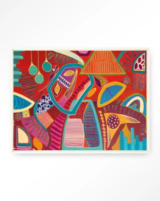 Urban Cotton Wandkleed 'Vida Marina' 145 x 190cm in Floating Frame - off white