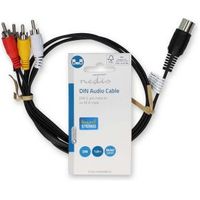 DIN-Audiokabel | DIN 5-Pins Male | 4x RCA Male | Vernikkeld | 1.00 m | Rond | PVC | Zwart | Label - thumbnail