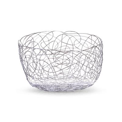 Fruitschaal - zilver - metaal - 22 cm - rond - fruitmand - draadmand