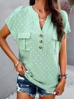 V Neck Casual Loose Buckle Shirt