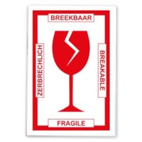 Soho etiket Breekbaar 11,5 x 7,5 mm papier wit/rood 2 vellen - thumbnail