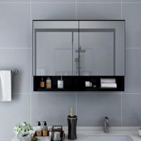 Badkamerspiegelkast LED 80x15x60 cm MDF zwart