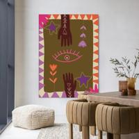 Urban Cotton Wandkleed 'Hands' 80 x 110cm in Frame - black