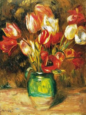 Kunstdruk Auguste Renoir - Tulips in a Vase 60x80cm