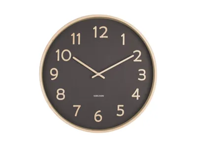 Wall clock Pure wood grain medium black