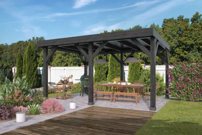 Overkapping Rijssen - Zwart 500x400cm incl. schroefpakket - Bouwpakket- Plat dak- - Tuindeco