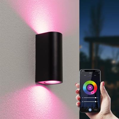 Douglas Smart Wandlamp LED - Wifi + Bluetooth - 11 Watt 690 lumen - Dimbaar - RGBWW - IP65 waterdicht - GU10 - Up&Down lamp - Zwart - Google Home, Amazon Alexa en Siri