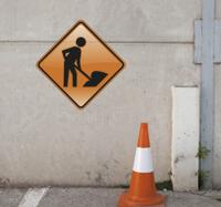 Sticker opgelet werk in uitvoering