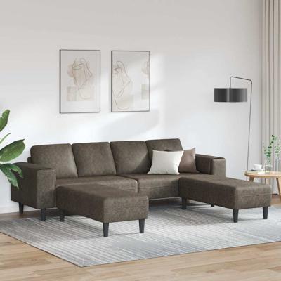 Bankstel 3 pcs Donkergrijs Faux suede leer