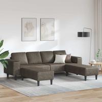 Bankstel 3 pcs Donkergrijs Faux suede leer