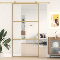 VidaXL Schuifdeur 102,5x205 cm helder esg-glas en aluminium goudkleur