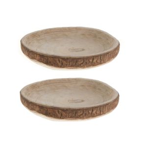 2x stuks woondecoratie ronde boomschijven schaal van hout 44 cm