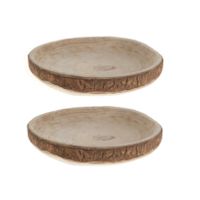 2x stuks woondecoratie ronde boomschijven schaal van hout 44 cm