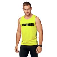 Neon geel winnaar sport shirt/ singlet #Winner heren - thumbnail