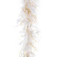 Carnaval verkleed veren Boa - kleur wit met gouddraad - 200 cm - Verkleed boa