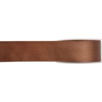 Hobby/decoratie sierlint - satijn - bruin - 1,5 cm/15 mm x 25 meter - cadeaulint