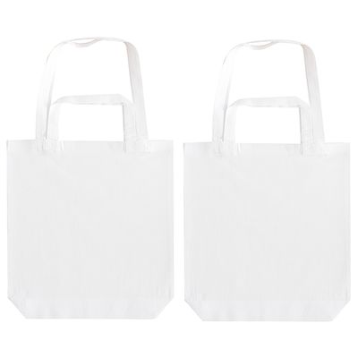 4x stuks witte canvas tas met dubbel hengsel 38 x 42 cm