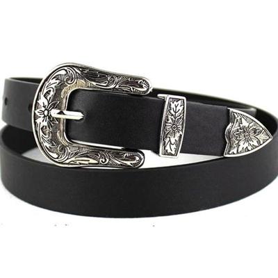 Vrouwen zwart leder westerse cowgirl taille metalen gesp tailleband nieuwe Hot Silver enkele knop zwarte bodem
