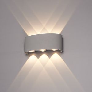 Tulsa dimbare LED wandlamp - Up & Down light - IP54 - 6 watt - 3000K warm wit - Binnen en buiten - 3 jaar garantie - Grijs voor binnen en buiten