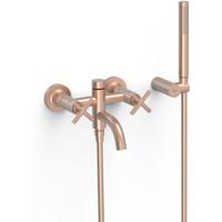 Badkraan Tres Mont Blanc | Opbouw | Mengkraan | Incl.Handdoucheset | 2-weg | hoh 15 cm | 2-hendels | Rond | Rose goud mat 24k