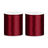 Hobby/knutsel satijnen sierlint - 3x - bordeaux - 10 cm x 25 mtr - cadeau lint