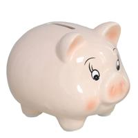 Spaarpot Varken - dieren thema - 11 x 11 x 13 cm - roze - keramiek - kinderen