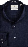 Thomas Maine Heren Overhemd Navy Linnen Cutaway Tailored Fit - thumbnail