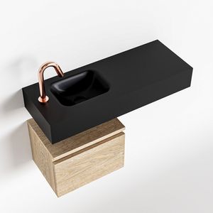 Toiletmeubel Mondiaz Andor | 80 cm | Meubelkleur Washed oak | Lex vrijhangend wastafel Urban Links | 1 kraangat